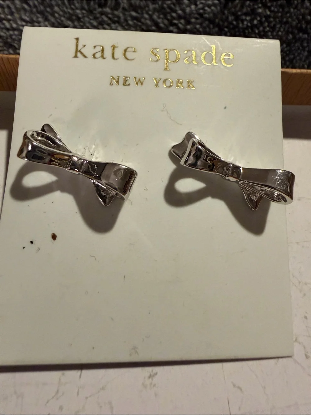 kate spade Silver Bow Stud Earrings  - Polished Bow Design
